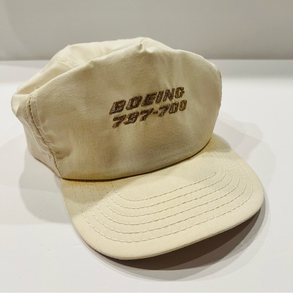 Vintage 80’s BOEING 737-700 White Snapback Hat - Picture 1 of 5